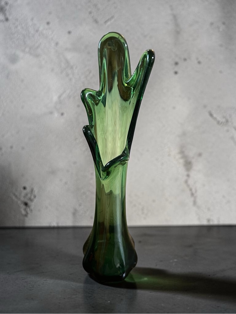 Green Art Glass Bud Vase
